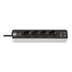 Ecolor Steckdosenleiste mit USB-Ladefunktion 4-fach weiß/schwarz 1,5m, image 