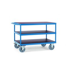 fetra Tischwagen, Tragkraft 1200 kg, mit 3 Böden aus Holz, Elastic-Reifen, image 
