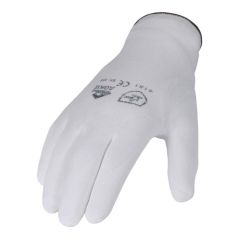 Asatex Handschuhe PU Gr.8 weiß teilbesch. Nylon Feinstrick m.Strickbund, image 