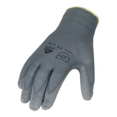 Asatex Handschuhe PU Gr.8 grau Nylon Feinstrick m.Strickbund, image 