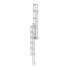 MUNK Günzburger Steigtechnik Mehrzügige Steigleitern mit Rückenschutz Steighöhe 10,92m Aluminium blank, image 