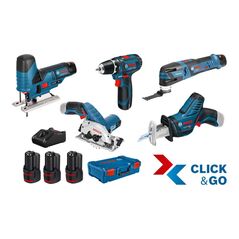 Bosch 5er Werkzeug-Set 12V: GSR + GST + GOP + GKS + GSA + 3x GBA 3,0Ah + GAL + XL-BOXX, image 