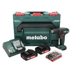 Metabo SB 18 Akku Schlagbohrschrauber 18 V 48 Nm + 2x Akku 2,0 Ah + Ladegerät + Bit Set 32 tlg. + metaBOX, image 