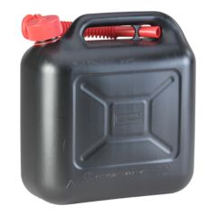 Hünersdorff Kraftstoff-Kanister STANDARD 10 L, HDPE schwarz, mit UN-Zulassung, rotes Zubehör, image 