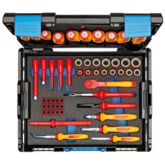 GEDORE VDE-Werkzeugkoffer HYBRID, Set 53-tlg, gefüllt, Werkzeug für Elektriker, Kunststoffkoffer, VDE-isoliert, 1100-1094, image 