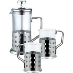 Bergner Europe - Teeset, Kaffeebereiter mit 2 Gläsern, Edelstahl 350ml mit 2 Tassen, image 