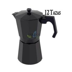 Induktionskaffeemaschine aus schwarzem Aluminium für 12 Tassen, image 