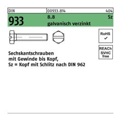 Reyher - Sechskantschraube m 4 x 6 din 933 VG/Schlitz 8.8 galvanisch verzinkt, image 