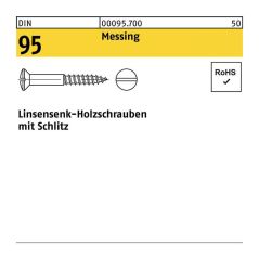 Reyher - Holzschraube 3 x 25 din 95 Linsensenkkopf Schlitz Messing, image 