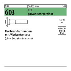 Reyher - Flachrundschraube m 12 x 50 din 603 m.Vierkantansatz 8.8 galvanisch verzinkt, image 