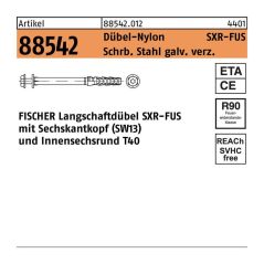 Fischer - Rahmendübel sxr 10x 80 fus r 88542 Schraube Stahl galv. verz./Dübel-Nylon, image 