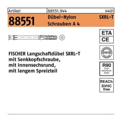 Fischer - Langschaftdübel sxrl 10 x 80 t r 88551 Schrauben a 4/Dübel-Nylon, image 