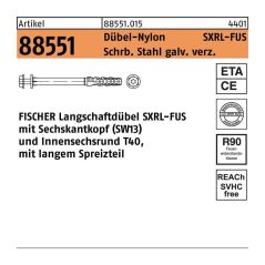 Langschaftdübel SXRL 10 x120 FUS R 88551 Schraube Stahl galv. verz./Dübel-Nylon, image 