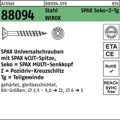 SPAX Schraube R 88094 Senkkopf m.Spitze/Kreuzschl.-PZ, image 