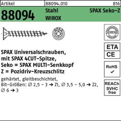 SPAX Schraube R 88094 Senkkopf m.Spitze/Kreuzschl.-PZ, image 