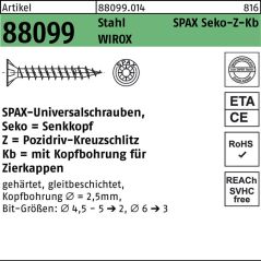 SPAX Spanplattenschraube R 88099 Seko m.Kreuzschlitz-PZ, image 