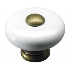 Hettich - Möbelknopf Keramik weiß/gold ø 32,0 mm - 1 Stück Möbelknöpfe, image 
