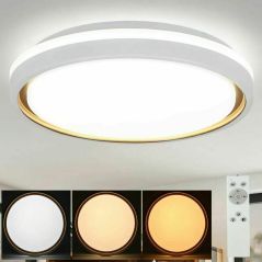 ZMH Deckenlampe LED Deckenleuchte Dimmbar Wohnzimmer mit Fernbedienung - 18W 30cm Rund Modern Schlafzimmerlampe in Weiss Gold Flurlampe, image 