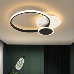ZMH Deckenlampe LED Deckenleuchte Wohnzimmer dimmbar 39W Modern Ring Design Schlafzimmerlampe Schwarz Weiss aus Eisen Aluminium und Acryl mit, image 