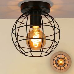 ZMH Deckenleuchte Vintage Deckenlampe Flur schwarz Retro Lampe E27 Fassung industrielle runde Flurlampe aus Metall leuchte fuer Gang kueche, image 