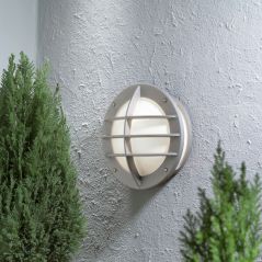 Konstsmide Oden Outdoor Classic Bulkhead Wandleuchte aus grauem Aluminium, IP23, image 