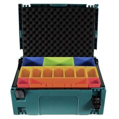 Makita MAKPAC 2 Systemkoffer + Boxeneinsatz mit farbigen Boxen P-83652 + Deckeleinlage Schaumstoff, image 