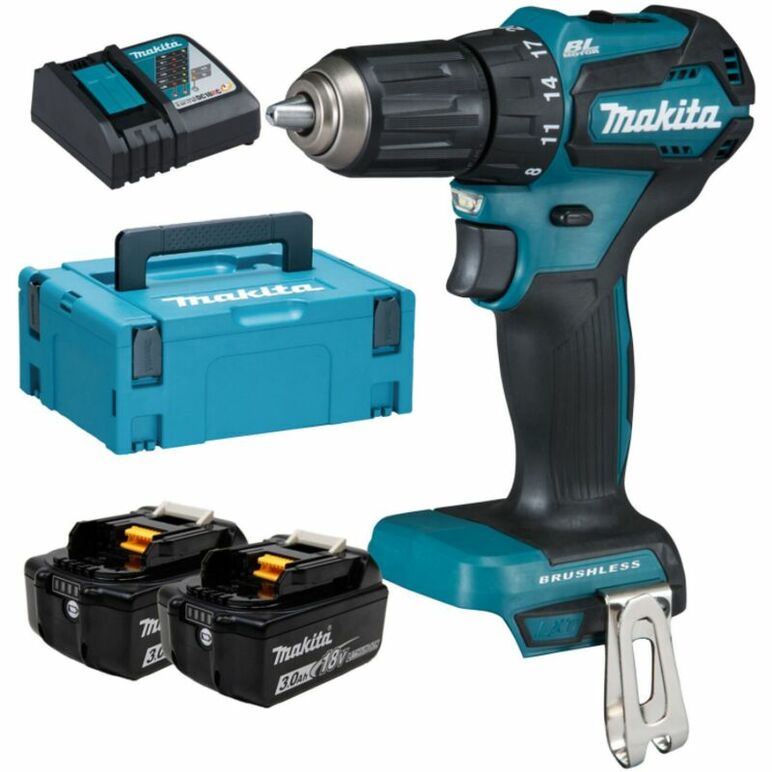 Makita DDF483RFJ Akku-Bohrschrauber 18V Brushless 1/2" 40Nm + 2x Akku 3,0Ah + Ladegerät + Koffer, image 