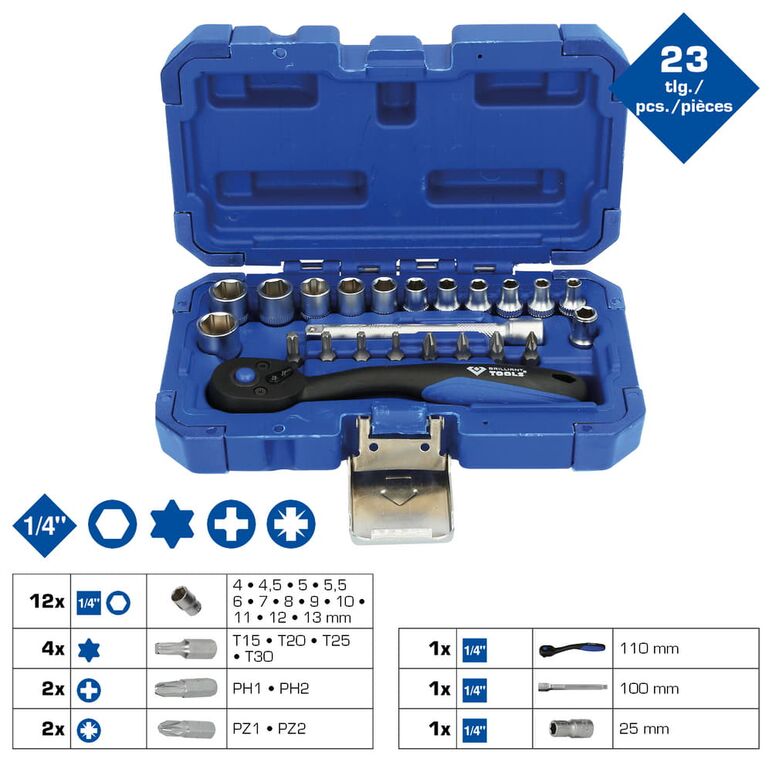 Brilliant Tools 1/4" Steckschlüssel-Satz, 23-tlg (BT020023), image _ab__is.image_number.default