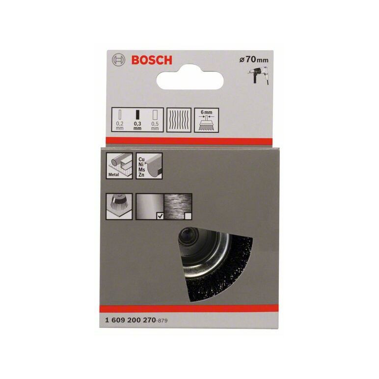 Bosch Topfbürste, Stahl, gewellter Draht, 70 mm, 0,3 mm, 4500 U/ min (1 609 200 270), image _ab__is.image_number.default