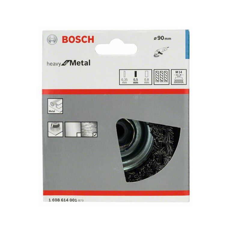 Bosch Topfbürste, Stahl, gezopfter Draht, 90 mm, 0,5 mm, 8500 U/ min, M 14 (1 608 614 001), image _ab__is.image_number.default