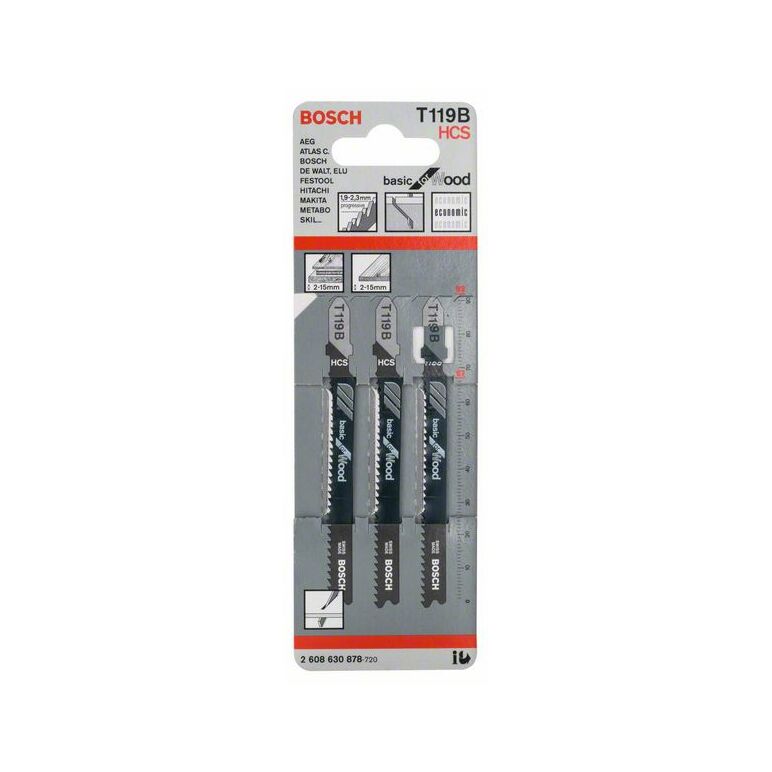 Bosch Stichsägeblatt T 119 B Basic for Wood, 3er-Pack (2 608 630 878), image 