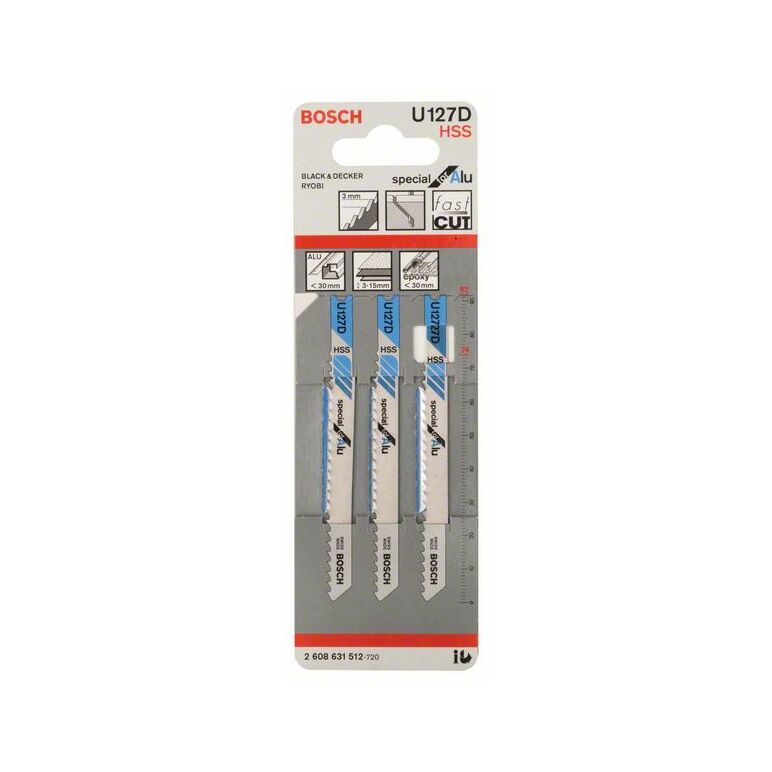 Bosch Stichsägeblatt U 127 D Special for Alu, 3er-Pack (2 608 631 512), image 