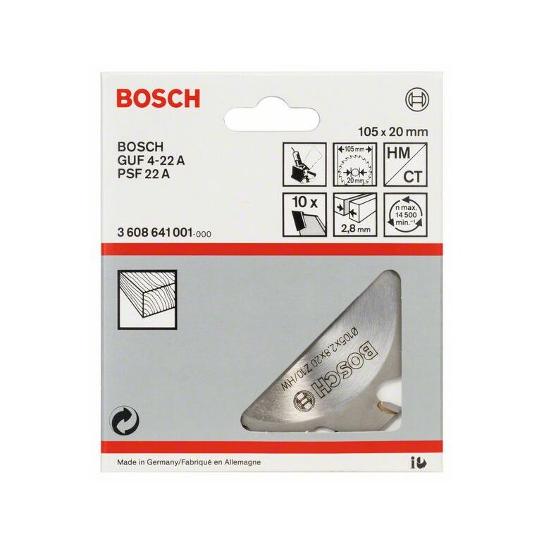 Bosch Scheibenfräser, 10, 20 mm, 2,8 mm (3 608 641 001), image 
