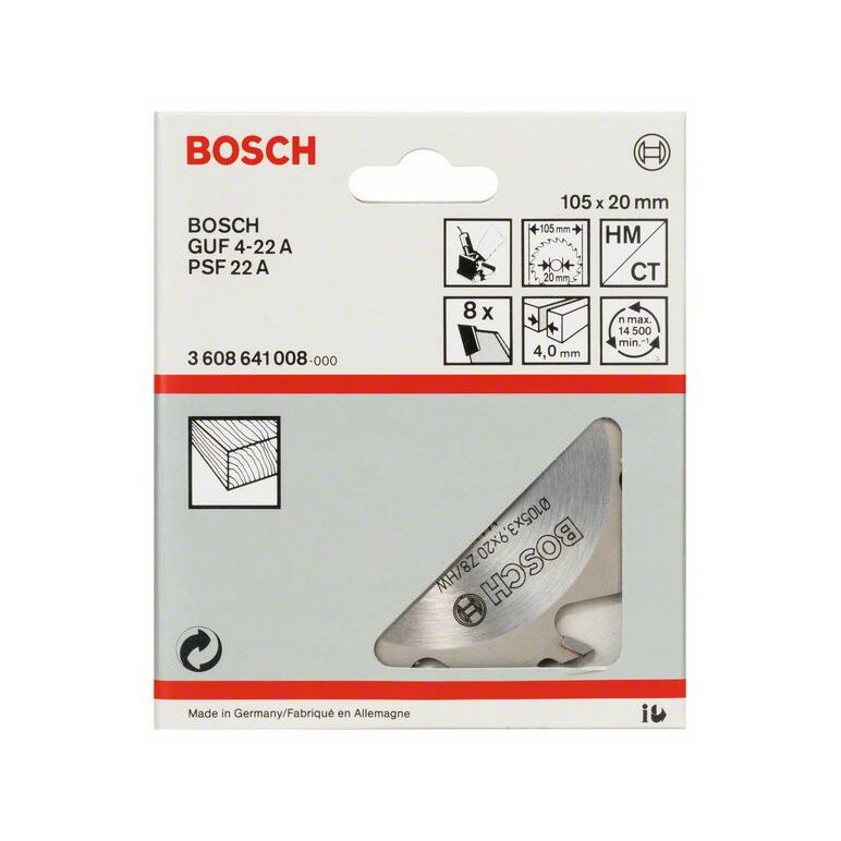 Bosch Scheibenfräser, 8, 20 mm, 4 mm (3 608 641 008), image 