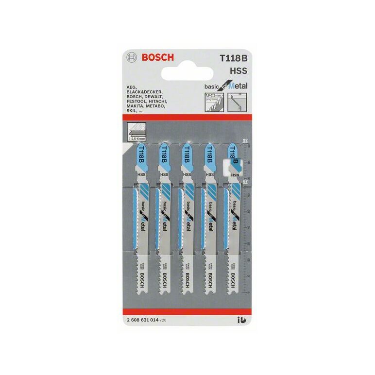 Bosch Stichsägeblatt T 118 B Basic for Metal, 5er-Pack (2 608 631 014), image 