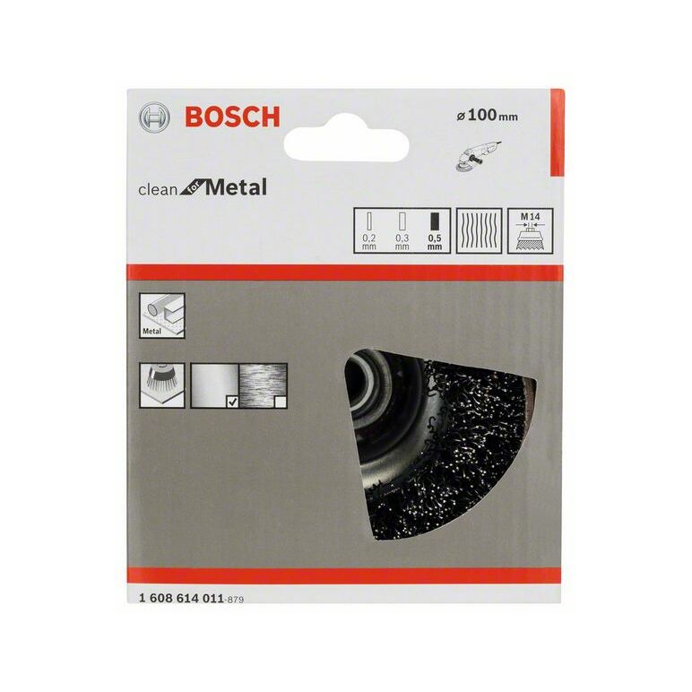 Bosch Topfbürste, Stahl, gewellter Draht, 100 mm, 0,5 mm, 8500 U/ min, M 14 (1 608 614 011), image _ab__is.image_number.default