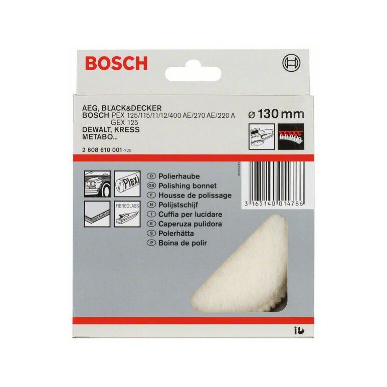 Bosch Lammwollhaube für Exzenterschleifer, 130 mm, Klett, 1er-Pack (2 608 610 001), image _ab__is.image_number.default