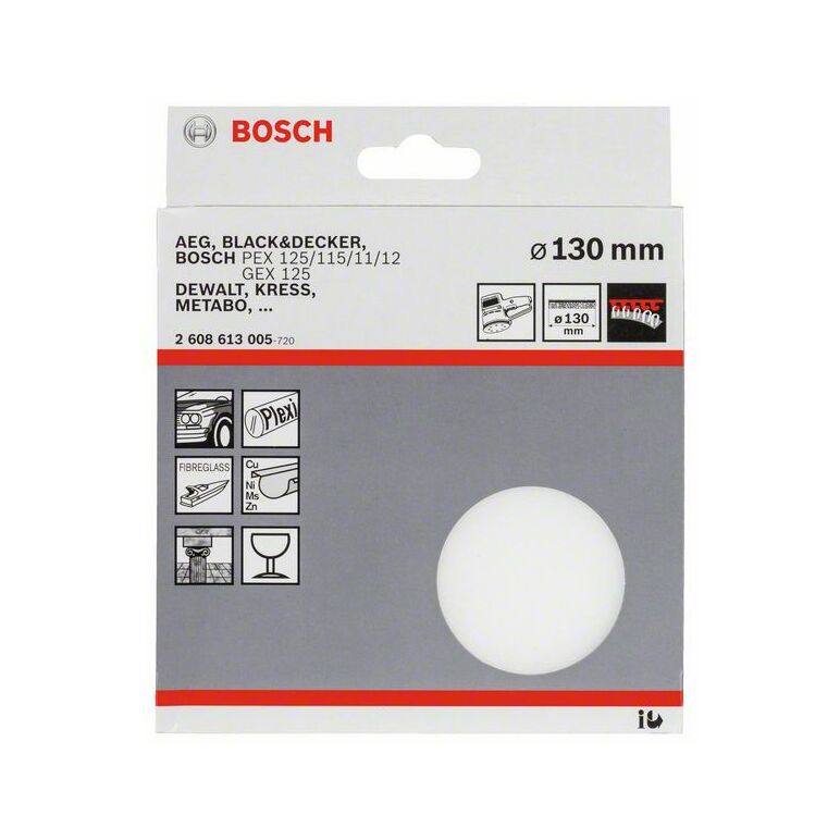 Bosch Polierschwamm für Exzenterschleifer, Klett, 130 mm (2 608 613 005), image 