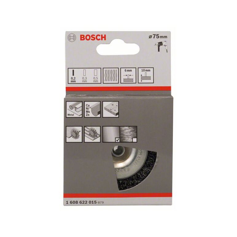 Bosch Scheibenbürste, gewellt, 75 mm, 0,2 mm, 10 mm, 4500 U/min (1 608 622 015), image 