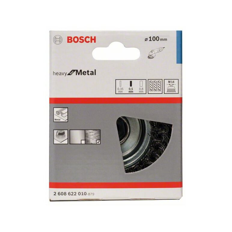 Bosch Topfbürste, Stahl, gezopfter Draht, 100 mm, 0,5 mm, 8500 U/ min, M 14 (2 608 622 010), image _ab__is.image_number.default