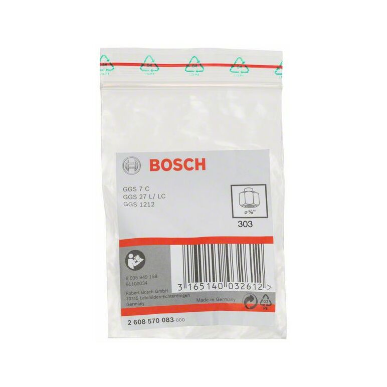 Bosch Spannzange mit Spannmutter, 1/8 Zoll, für Bosch-Geradschleifer (2 608 570 083), image 