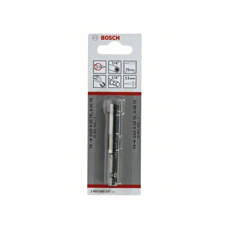 Bosch Universalhalter, 1/4 Zoll, 75mm, 11mm, (in Verbindung mit Tiefenanschlag T8/T4) (2 607 000 157), image 