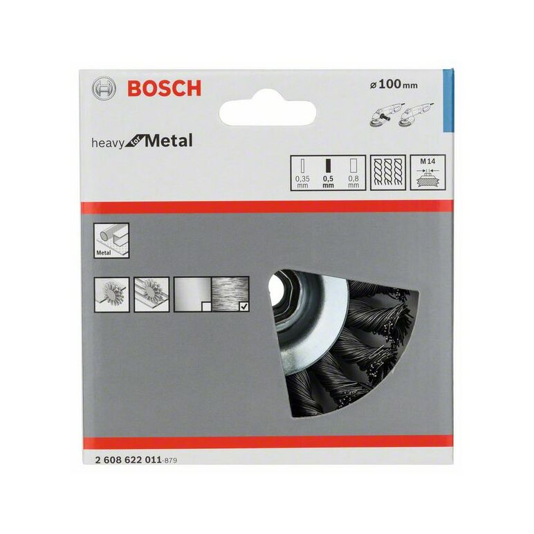 Bosch Kegelbürste Heavy for Metal, gezopft, 100 mm, 0,5 mm, 12500 U/min, M14 (2 608 622 011), image _ab__is.image_number.default