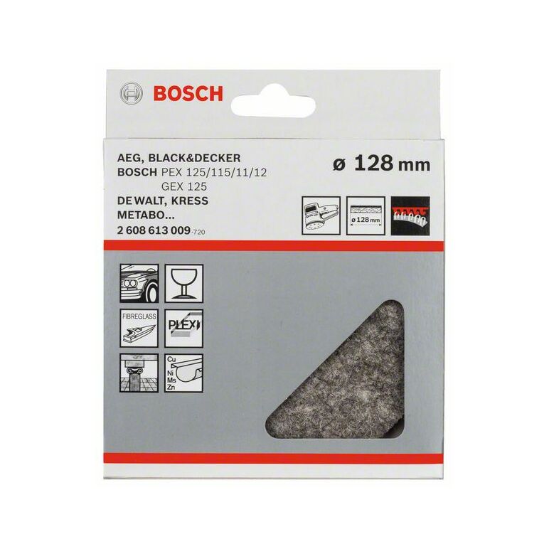 Bosch Polierfilz für Exzenterschleifer, weich, Klett, 128 mm, 1er-Pack (2 608 613 009), image 