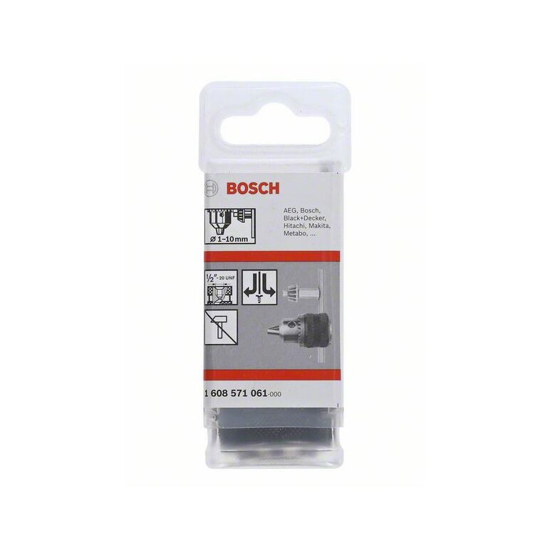Bosch Zahnkranzbohrfutter bis 10 mm, 1 - 10 mm, 1/2 Zoll - 20, stationäre Bohrmaschine (1 608 571 061), image 