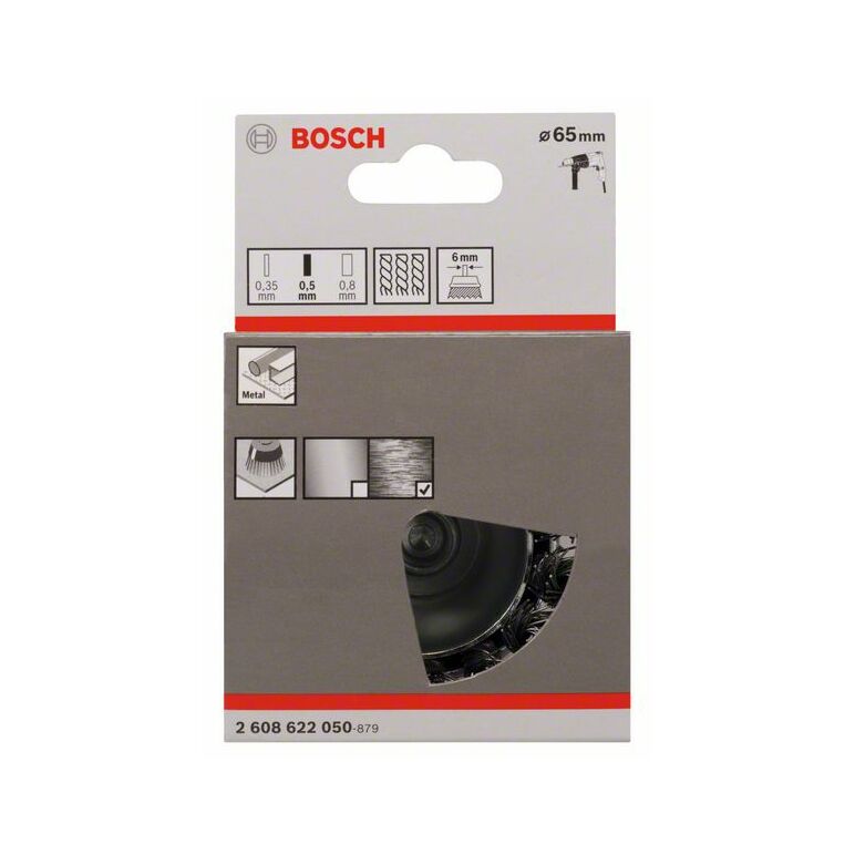Bosch Topfbürste, Stahl, gezopfter Draht, 65 mm, 0,5 mm, 4500 U/ min (2 608 622 050), image 