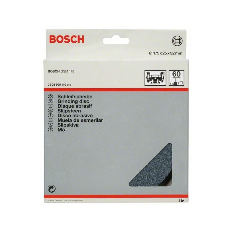Bosch Schleifscheibe für Doppelschleifmaschine, 175 mm, 32 mm, 60 (2 608 600 110), image 
