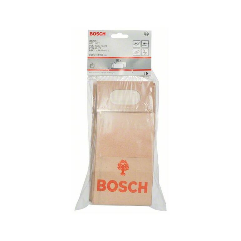 Bosch Staubbeutel für Band-, Exzenter-, Schwingschleifer, Universalfräse, 10er-Pack (2 605 411 068), image 