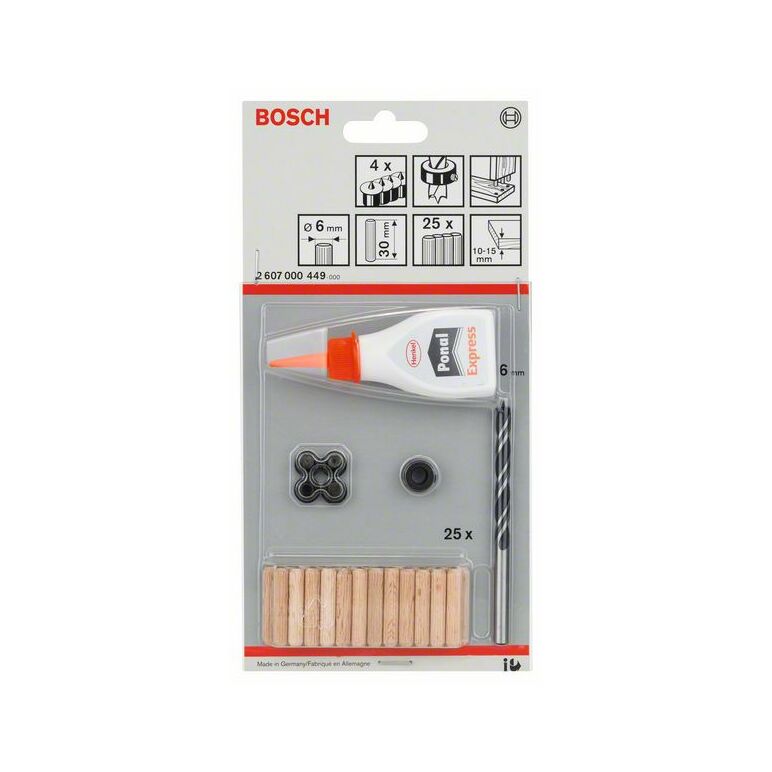 Bosch Holzdübel-Set, 32-teilig, 6 mm, 30 mm (2 607 000 449), image 