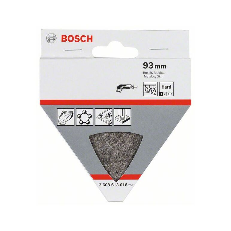 Bosch Polierfilz für Dreieckschleifer und Multi-Cutter, hart, Klett, 93 mm (2 608 613 016), image 